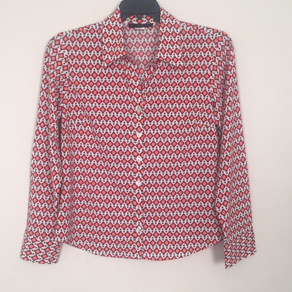 ‼️SALE‼️NINETY Brand Long Sleeve Dotted Design Blouse M NWOT